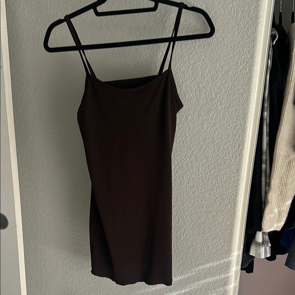 Brown Stretchy Sleeveless Mini Dress